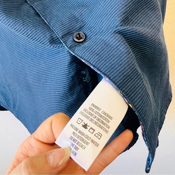 Robert Graham luxury Blue Button Up Dress Shirt Small - Picture 8 of 11